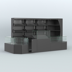 Угловой павильон со стеклянными прилавками для продажи хлеба и выпечки №3, Черный