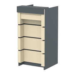 Торговый кассовый прилавок на колесах с утопленным фасадом №УФК-2-1, Темно-серый и Крем Вайс U2601-U2236