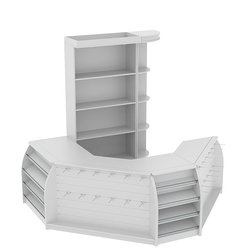 Комплект кассовой зоны со скосами и открытыми стеллажами малый №1-1, Серый