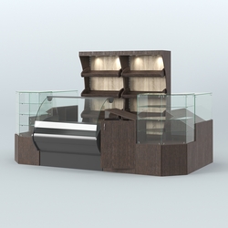 Пристенный небольшой павильон для торговли хлебом и выпечкой №1, Дуб Венге + Дуб Сонома