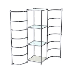 Хромированное вешало ДУГА №1-1 с полками стекло 6 мм, Белый