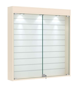 Витрина настенная №4-2Б закрытая с экономпанелью и фризом, Крем Вайс