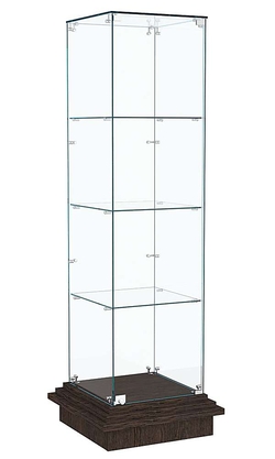 Витрина с тремя квадратными полками из стекла ЗИККУРАТ №1, Дуб Венге