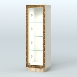 Низкая витрина с декором на цоколе НБА-1С, Белый + Дуб Сонома