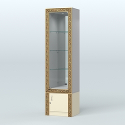 Витрина зеркальная с декором №ВБА-4, Серый + Крем Вайс