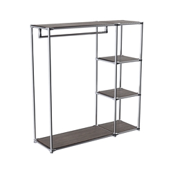 Хромированный стенд-вешало TD-40 №1-3 Хром с полками ДСП 16мм, Дуб Венге