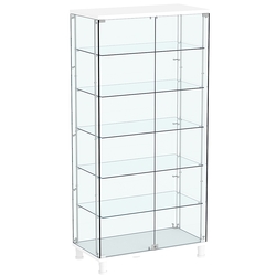 Витрина РОНДО с регулировочными полками №4-3-РЕГ на ножках (задняя стенка стекло), Белый