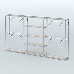 Торговая система ХРОМ без ДСП 3600 мм с полками ДСП и поручнями №5, Метрополитан Грей