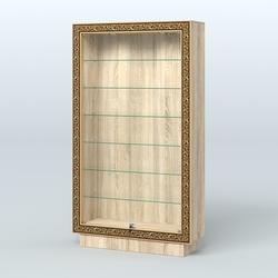 Низкая узкая витрина с декором НБА-9, Дуб сонома