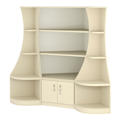 Угловой низкий стеллаж ГАРАНТ №1, Крем Вайс + Белый