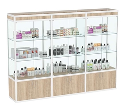 Витрина стеклянная алюминиевая модульная с прозрачной стенкой ВСА-9, Дуб сонома