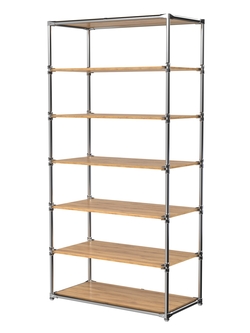 Пристенный торговый стеллаж ЛАЙТ с глубокими полками ДСП №4, Дуб Золотистый