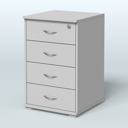 Тумба Нотте подкатная (4 ящика с замком), Серый