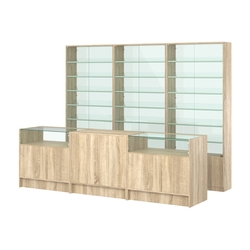 Комплект витрин с наклонными полками SL-6 №12-1 и прилавков ЭК-2, Дуб сонома