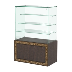 Стеклянный прилавок с декором и тремя прозрачными полками №СПБА-201, Дуб Венге