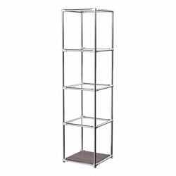 Торговый хромированный стеллаж с прозрачными полками №1, Ясень Анкор темный - U31105