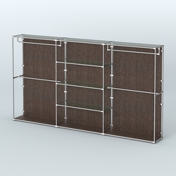 Торговая система ХРОМ (задняя стенка - ДСП) 3600 мм с прозрачными полками и поручнями №2, Дуб Венге