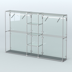 Торговая система ХРОМ (задняя стенка - стекло) 3030 мм с прозрачными полками и поручнями №12, Темно-Серый