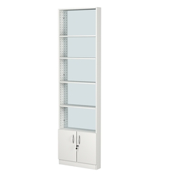 Стеллаж из ДСП с 4-мя полками 100x600 мм серии LEVEL-4 №1-2 (З/C - ЗЕРКАЛО), Белый