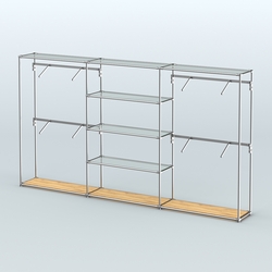 Торговая система ХРОМ без ДСП 3600 мм с прозрачными полками и поручнями №5, Дуб Золотистый