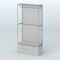 Торговая система ХРОМ (задняя стенка - ДСП) 1200 мм №1-2 с тумбой Т-14 и поручнями, Серый