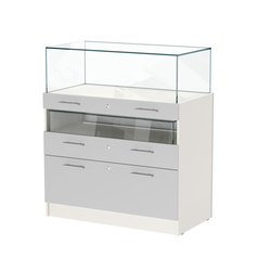 Прилавок ювелирный "Диаманд" №2-1000 пристенный, Белый + Серый