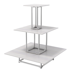 Торговый хромированный остров ПИРАМИДА №1 (полки ДСП 16мм), Ясень Анкор светлый