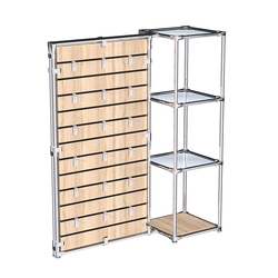 Хромированное вешало ЩИТ №1-4 с зеркальными полками 4мм, Дуб Сонома