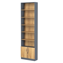 Стеллаж из ДСП с 5-ю полками 200x600 мм серии LEVEL-5 №3 (З/C - ДВП), Темно-серый и Дуб Золотистый