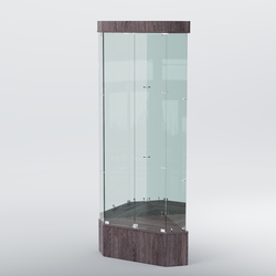 Витрина для музеев "Коллекция" №18 угловая с фризом, Ясень Анкор темный