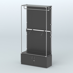 Торговая система ХРОМ (задняя стенка - ДСП) 1200 мм №2-4 с тумбой Т-21 и поручнями, Черный