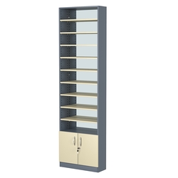 Стеллаж из ДСП с 9-ю полками 200x600 мм серии LEVEL-9 №3-2 (З/C - ЗЕРКАЛО), Темно-серый + Крем Вайс