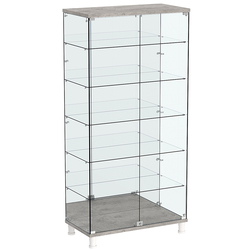 Витрина РОНДО №4-4 на ножках (задняя стенка зеркало), Бетон Чикаго светло-серый F186 ST9