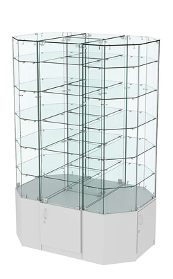 Стеклянная островная широкая со стеклянным верхом витрина серии Истра №825-О-450, Серый