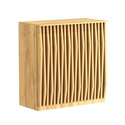 Торговый стол-прилавок широкий с планками серии ОРНАМЕНТ №20, Дуб Золотистый