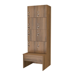 Шкаф для раздевалок со скамейкой КОМБО-Квартет №2-1, Орех