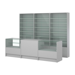 Комплект витрин с наклонными полками SL-6 №12 и прилавков ЭК-3, Серый