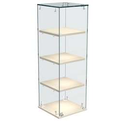 Витрина Истра настольная №23-ДП с прямыми полками из ДСП, Крем Вайс