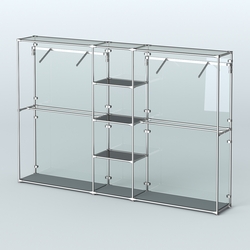 Торговая система ХРОМ (задняя стенка - стекло) 3030 мм с тонированными полками и поручнями №12, Темно-Серый