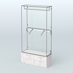 Торговая система ХРОМ (задняя стенка - стекло) 1200 мм №2-2 с тумбой Т-14 и поручнями, Ясень Анкор светлый