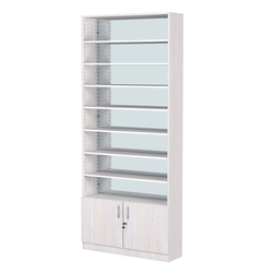 Стеллаж из ДСП с 8-ю полками 200x900 мм серии LEVEL-8 №10-2 (З/C - ЗЕРКАЛО), Ясень Анкор светлый