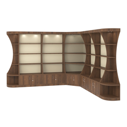 Угловой высокий стеллаж ГАРАНТ №3, Орех + Крем Вайс