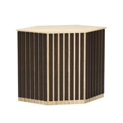 Торговый стол-прилавок шестигранный с планками серии ПРИЛИВ №22, Дуб Сонома + Дуб Венге