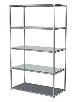 Торговый хромированный стеллаж с зеркальными полками №6, Темно-Серый