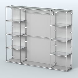 Торговая система ХРОМ (задняя стенка - ДСП) 3600 мм с зеркальными полками и поручнями №3, Серый