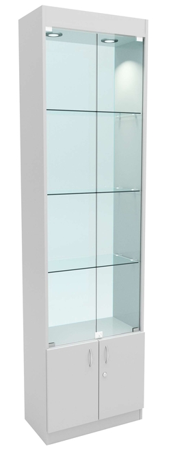 Стеклянная витрина серии Эконом № 300-2-600 (задняя стенка - стекло), Серый
