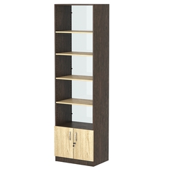 Стеллаж из ДСП с 4-мя полками 400x600 мм серии LEVEL-4 №7-1 (З/C - СТЕКЛО), Дуб Венге + Дуб Сонома