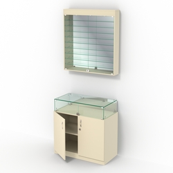 Комбинированный прилавок-витрина с зеркальными стенками КПВ-14-08, Крем Вайс