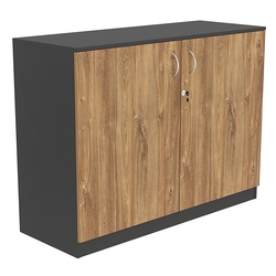Тумба T-23 1200мм (H-900мм, с распашными дверцами и полкой), Черный + Дуб Канзас коричневый