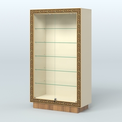 Низкая витрина с декором и прозрачными дверками НБА-505, Крем Вайс + Орех